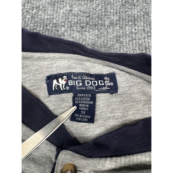 Vintage Big Dogs Two-Tone Henley Shirt 3X - Picture 5 of 13